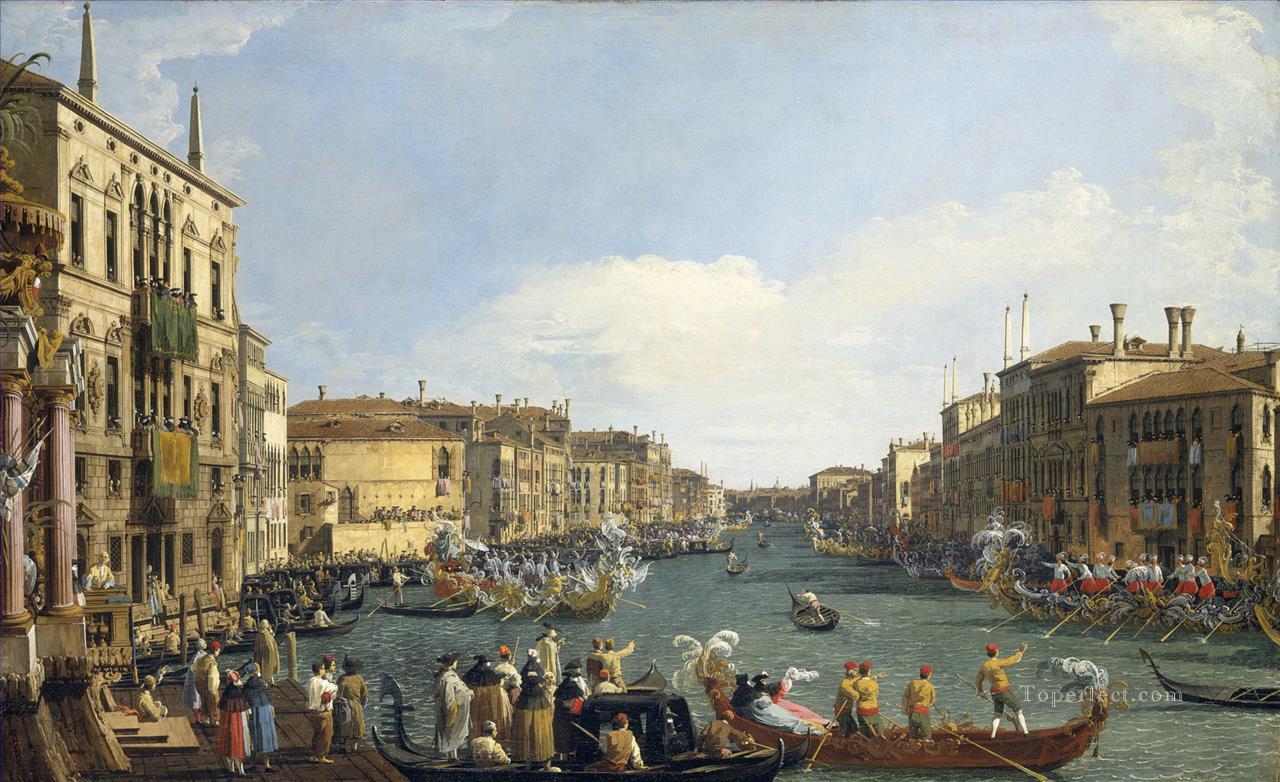 A Regatta On The Grand Canal Venetian Venice Canaletto Oil Paintings